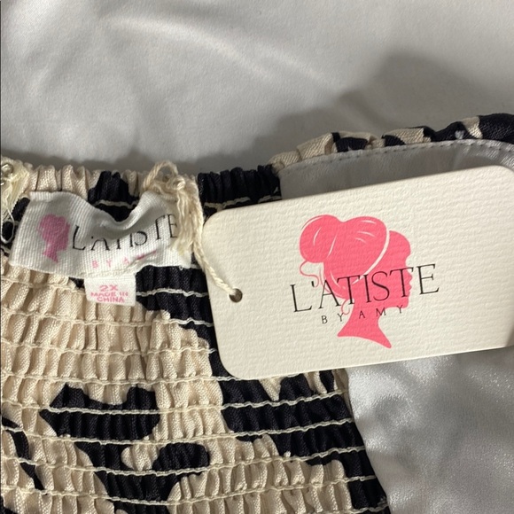 NEW L’ATISTE by Amy Abstract Print One Piece Romper Jumpsuit Ruffle Plus Size 2X - Picture 11 of 16